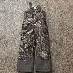 Magellan Outdoors Brown and Green Camouflage Bib Overalls